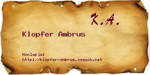 Klopfer Ambrus névjegykártya
