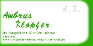 ambrus klopfer business card